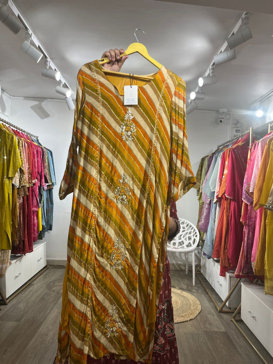 Mustard Chinon kurta Set